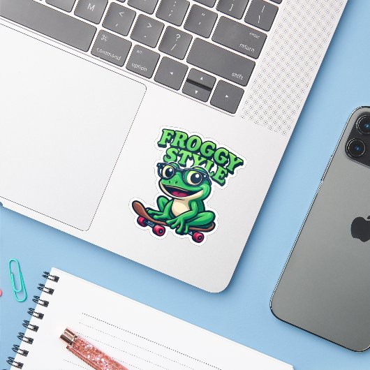 Froggy Style Sticker (Laptop met iPhone)