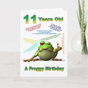 Froggy vriend 11e verjaardagskaart met kikkerige g kaart