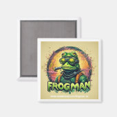 Frogman Square Magnet 2" x 2" Magneet (Voorkant / Achterkant)
