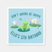 Frogs and Lily Pads Cute Birthday Kids CUSTOM Servet (Voorkant)