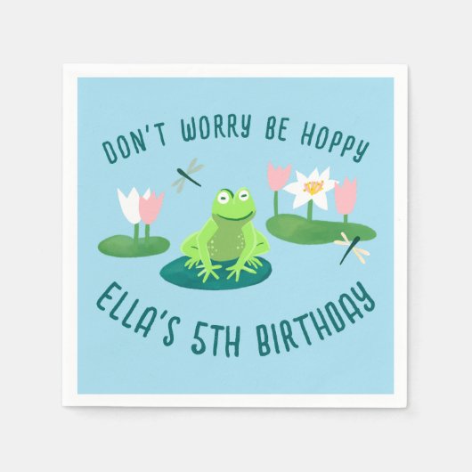 Frogs and Lily Pads Cute Birthday Kids CUSTOM Servet (Voorkant)