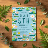 Frogs and Lily Pads Cute CUSTOM BIRTHDAY PARTY Kaart