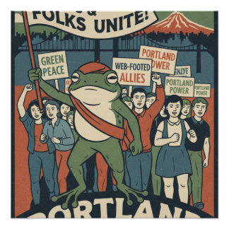 Frogs & Folks Unite – Portland Solidarity Poster Perfect Poster