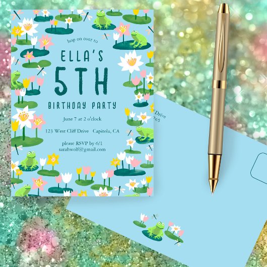 Frogs & Lily Pad CUSTOM BIRTHDAY PARTY Invitation