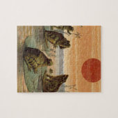 Frogs Lily Pads Moon Illustratie Legpuzzel (Horizontaal)