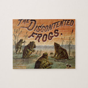 Frogs Lily Pads Moon Illustratie Legpuzzel