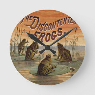 Frogs Lily Pads Moon Illustratie Ronde Klok