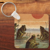 Frogs Lily Pads Moon Illustration Sleutelhanger (Voorkant)