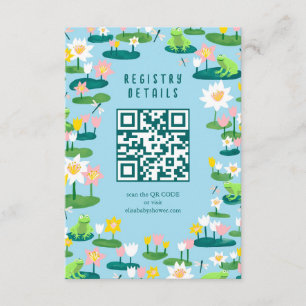 Frogs & Lily Pads Schattige CUSTOM QR CODE BABY SH Informatiekaartje