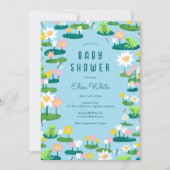 Frogs & Lily Pads Schattige CUSTOM QR CODE BABY SH Kaart (Voorkant)