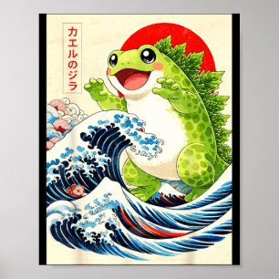 Frogzilla Kikker Japanse Kunst Grappige Anime Voor Poster