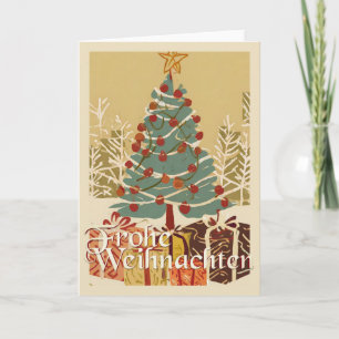 Frohe Kerstdag Boom Cadeaus Retro Stijl Kaart