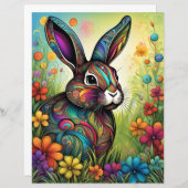 Frohe Ostern - Osterhase in Blumen (Voorkant / Achterkant)