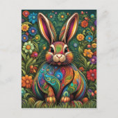 Frohe Ostern - Osterhase in Blumen 2 Uitnodiging Briefkaart (Voorkant)
