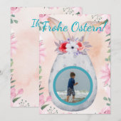 Frohe Ostern - silbernes Osterei mit Foto Kaart (Voorkant / Achterkant)