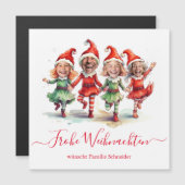 Frohe Weihnachten 4 Foto's Duitse kerstelfen (Voorkant / Achterkant)