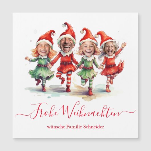 Frohe Weihnachten 4 Foto's Duitse kerstelfen (Voorkant)