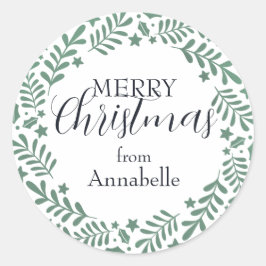 Frohe Weihnachten Aufkleber mit schlichtem Kranz Ronde Sticker