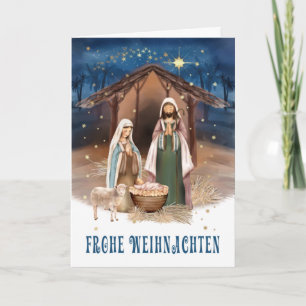 Frohe Weihnachten. Carte de la crèche en allemand