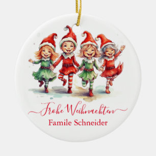 Frohe Weihnachten Duitse kerstelfen Keramisch Ornament