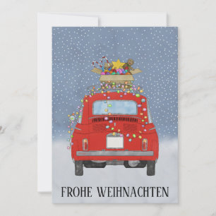 Frohe Weihnachten Duitse Kerstmis Rode Fiat 500 Feestdagenkaart