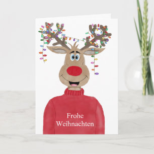 Frohe Weihnachten Duitse kerstverlichting rendiere Feestdagen Kaart