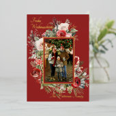 Frohe Weihnachten Foto Bloemen Folie Duits Folie Feestdagenkaart (Staand Voorkant)