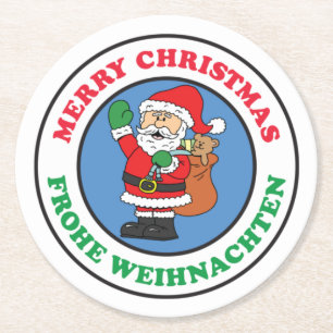 Frohe Weihnachten German Kerstkerstkerstkerstkerst Ronde Kartonnen Onderzetter