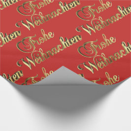 Frohe Weihnachten German KerstRed en Gold Cadeaupapier