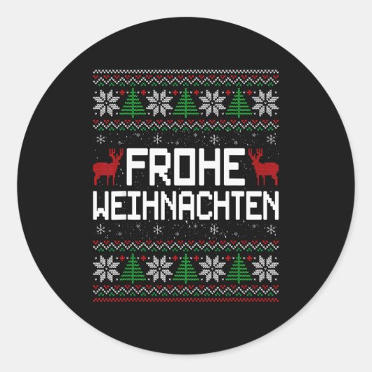 Frohe Weihnachten German Merry Christmas Holidays  Ronde Sticker (Voorkant)