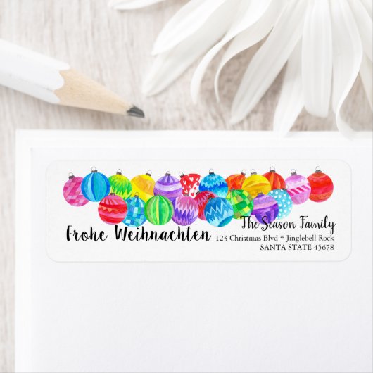 Frohe Weihnachten, met handbeschilderd waterverf l Etiket (Insitu)