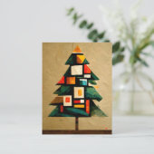 Frohe Weihnachten. Moderner Tannbaum im Kubismus. Briefkaart (Staand voorkant)