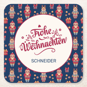 Frohe Weihnachten Personalized Vierkante Kartonnen Onderzetter