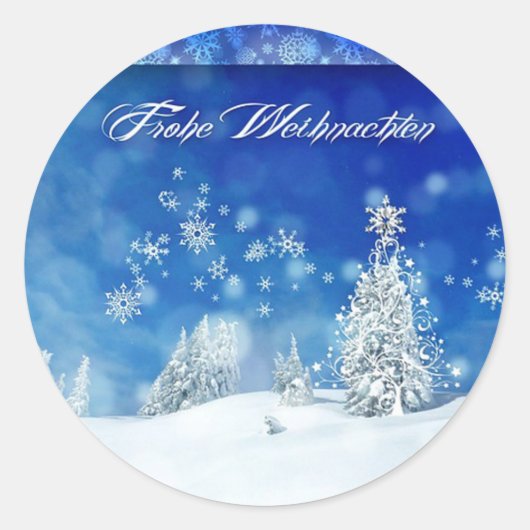 Frohe Weihnachten Ronde Sticker (Voorkant)