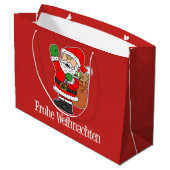Frohe Weihnachten Santa German Merry Kerstry Groot Cadeauzakje (Achterkant Gekanteld)