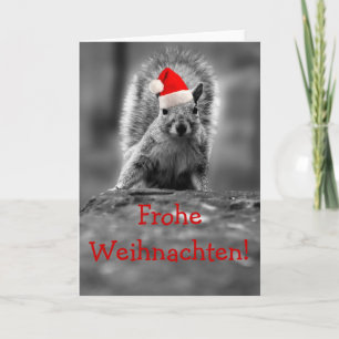 Frohe Weihnachten Santa Squirrel Feestdagen Kaart