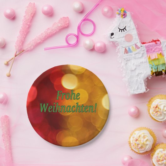 Frohe Weihnachten! Vrolijk kerstfeest in het Duits Papieren Bordje (Feest)