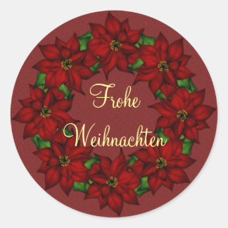 Frohe Weihnachten - Weihnachtsstern Motiv Ronde Sticker