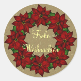 Frohe Weihnachten - Weihnachtsstern Motiv Ronde Sticker
