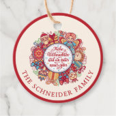Frohe Weihnachten Wreath Bedankjes Labels (Voorkant)