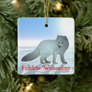 Frohliche Weihnachten - Arctic Fox Keramisch Ornament