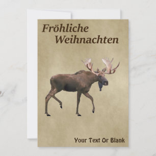 Fröhliche Weihnachten - Bull Moose op oud papier