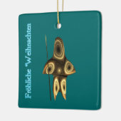 Frohliche Weihnachten - Fractal Inuit Hunter Keramisch Ornament (Links)