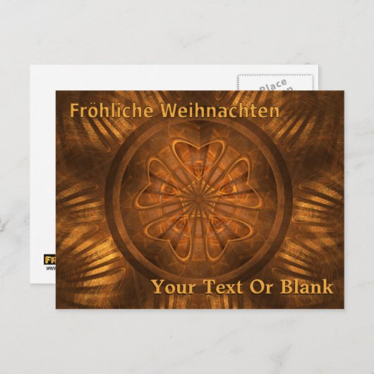 Fröhliche Weihnachten - Fractal Wood Carving Briefkaart (Voorkant / Achterkant)