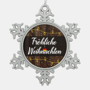 Fröhliche Weihnachten German Merry Kerstmis Tin Sneeuwvlok Ornament