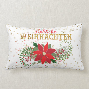 Frohliche Weihnachten Goud Glitter Poinsettia Xmas Kussen