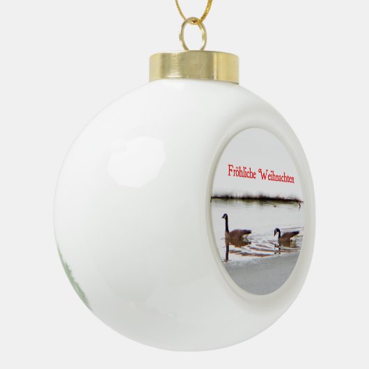 Frohliche Weihnachten - Honkers - Canada Geese Keramische Bal Ornament (Links)