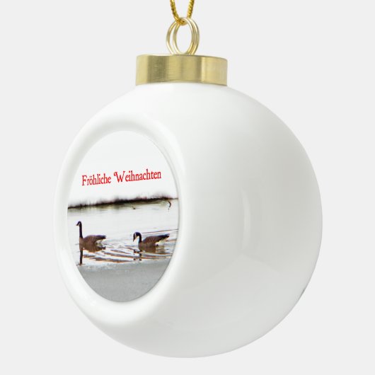 Frohliche Weihnachten - Honkers - Canada Geese Keramische Bal Ornament (Rechts)