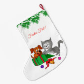 Fröhliche Weihnachten, Hund und Katze auf Deutsch Grote Kerstsok (Achterkant (Hangend))