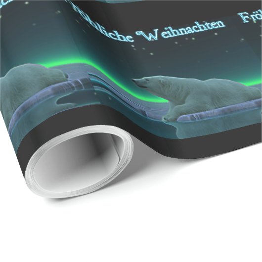 Frohliche Weihnachten - Ice Edge Polar Beer Cadeaupapier (Rol Hoek)